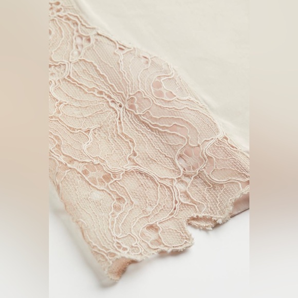 H&M Lace Matching Satin Set Bell Sleeve Top & Wide Leg Sheer Lace Pants XS Sz 4 - Picture 5 of 7